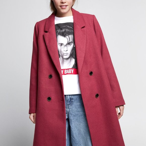 COPY - ZARA PINK MARL LONG WOOL COAT PINK MARL - Picture 3 of 15